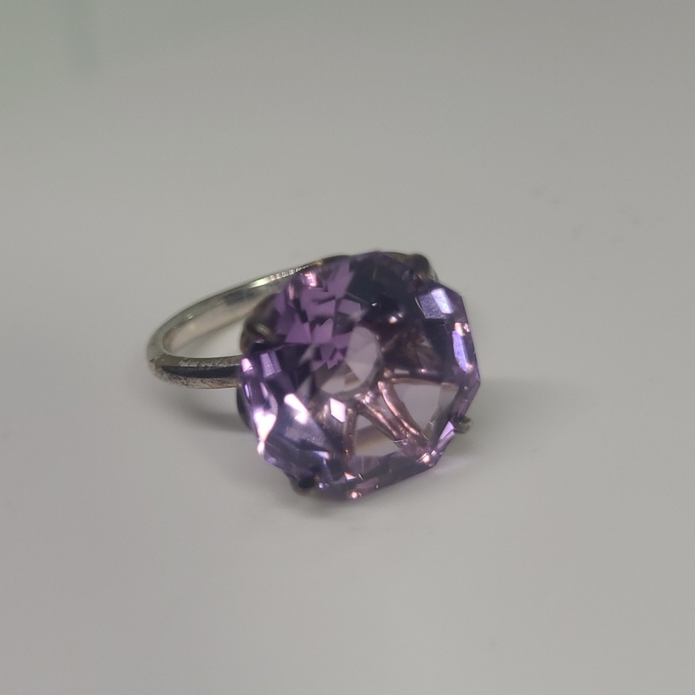 Tiffany Sterling Silver Sparkler Amethyst Solitaire Ring Size 7